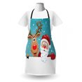thumbnail image 3 of Santa Apron, Rudolph Deer and Santa Claus Greeting the New Year Happily in Cartoon Style, Unisex Kitchen Bib with Adjustable Neck for Cooking Gardening, Adult Size, Multicolor, by Ambesonne, 3 of 4