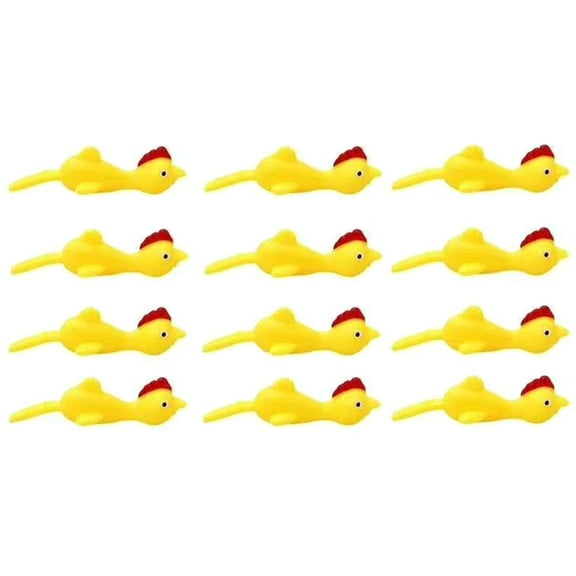 12pcs Finger SlingshotsAn1ma1Toy Rubber Chicken Flying Stretchy Chickens Gifts