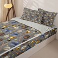thumbnail image 3 of Castle Fairy Baseball Print Zipper Twin Comforter Sets with Fitted Sheet and 2 Pillowcases, Watercolor Stars Print Zipper Bedding Set, Brown Gray Blue,4-Piece,Grey Reversible, 3 of 6