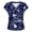 Dark Blue, variant on OOOUM Women Satin V Neck Blouse Lightweight Silky Floral Print shirts Loose Casual Summer Basic Shirt Tops Coffee XXXL