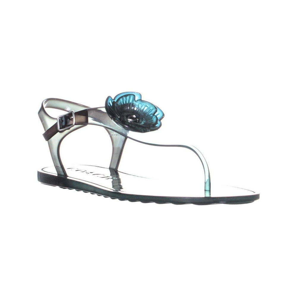 Coach Womens Coach Tea Rose Jelly Sandal Flat Buckle Coach Womens Coach Tea Rose Jelly Sandal Flat Buckle