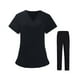 thumbnail image 3 of Uniforme de enfermera Fernando para mujer Conjunto de pantalones y Top cuello V Negro SG, 3 of 8