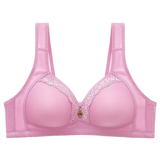 1pc Plus Size Women's Lace Applique Steel Ring Non-Padded Push-Up Bra