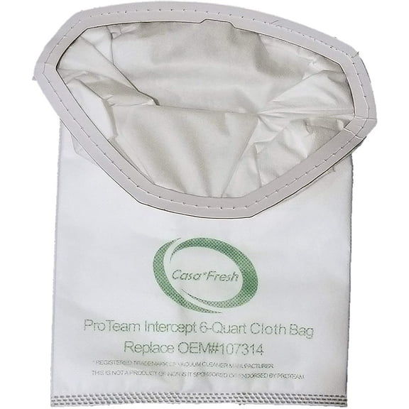 10 PK HEPA ProTeam 107314 Replacement. Compatible with Intercept Micro Filter Backpack Vacuum Bags with Open Collar and 6 QT Capacity. Fits Super Coach Pro 6 GoFree Flex Pro ProVac FS 6