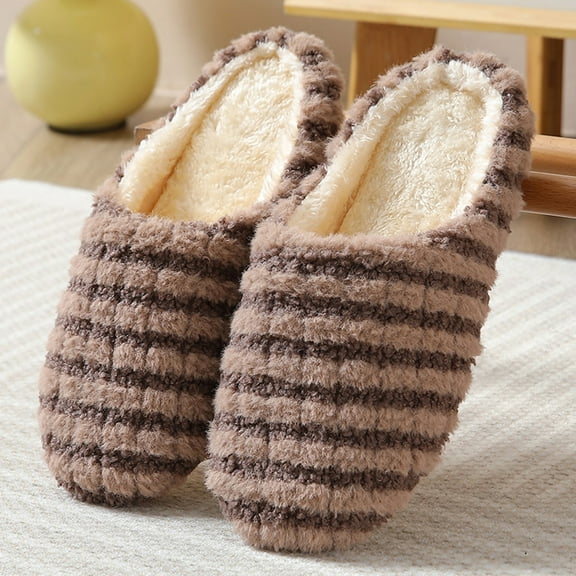 Womens Casual Winter Warm Slippers Fluffy Plush House Shose Non- Soft Sole Indoor Slipper for Home Couple Wear,B Size10.5