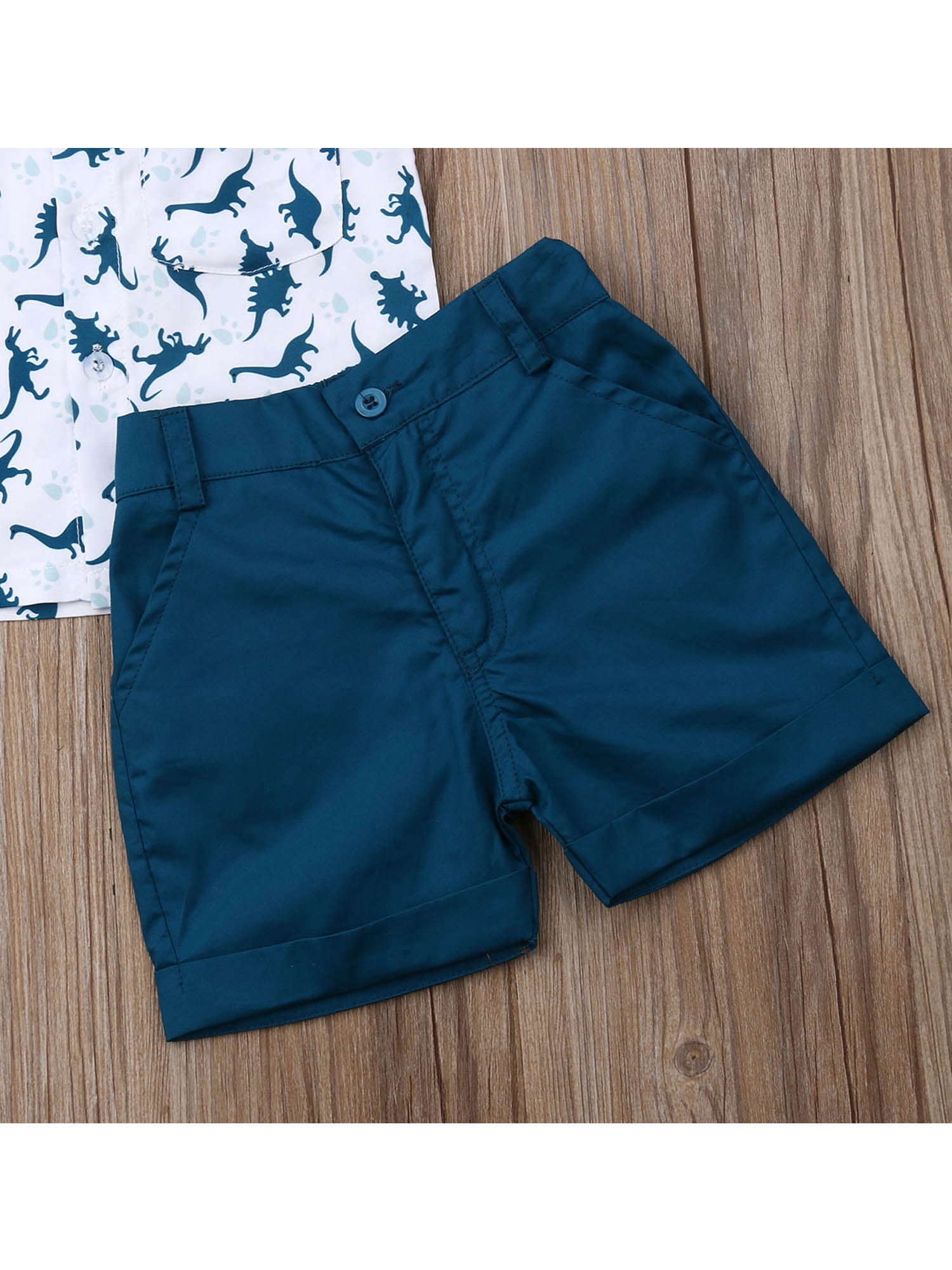 Toddler Baby Boy Outfits 1T 2T 3T 4T 5T 6T Clothes Summer Kids Dinosaur Pattern Short Sleeve Button Down Shirt  Shorts Set