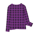 thumbnail image 3 of Gelikeya Girls Long Sleeve T Shirts Round Neck Plaid Shirt Basic Casual Loose Tunic Tops Soft Comfortable Kids Clothing Purple 4-5 Years, 3 of 6