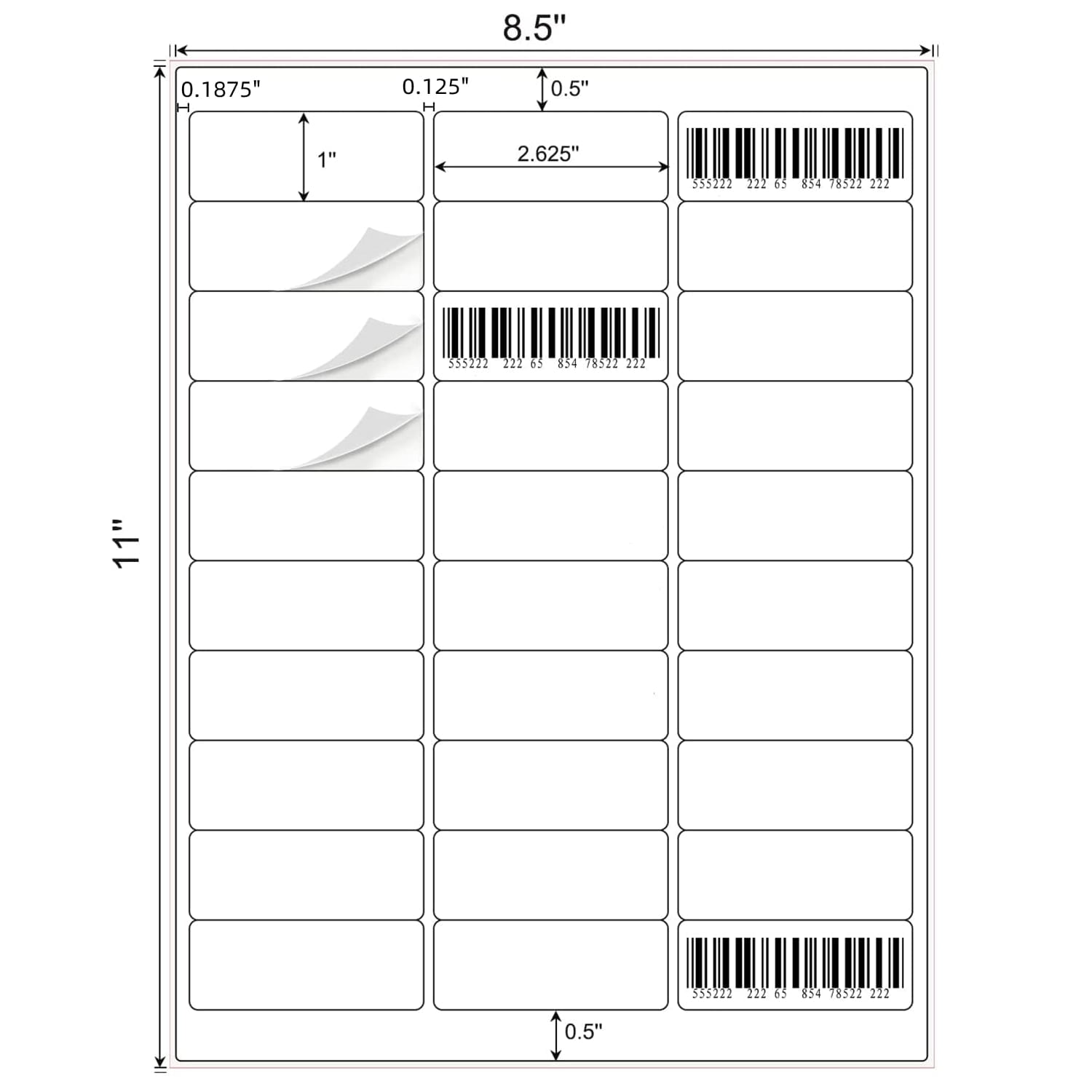 SJPACK 30-UP Address Labels for Laser Inkjet Printers 1" x 2-5/8", Pack of 6000 Labels