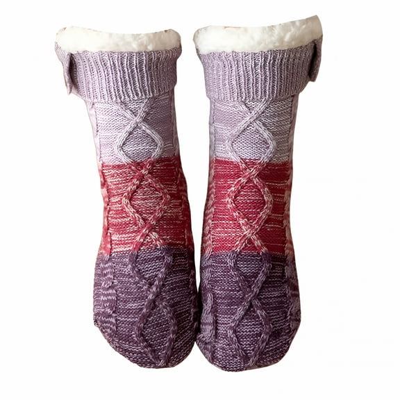 TELOLY Women'S Winter Fuzzy Warm Cozy Sherpa Lined Slipper Socks with Grippers,Non Slip Super Soft Thick Floor Sock Warm Socks for Women