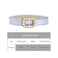 thumbnail image 4 of INSPIRE CHIC Women's Pearl Buckle Waist PU Leather Belt Skinny Adjustable Dress Pants Waistband Silver 40.2x0.7", 4 of 6