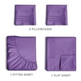 thumbnail image 3 of CGK Linens 4-Piece Ultra Soft & Comfy Hotel Luxury Sheet Set - Queen Size Cooling Bed Sheet Fits 8"-16" Mattresses, Purple, 3 of 7