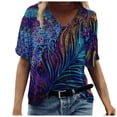 thumbnail image 1 of PENGXIANG Mode Femmes Été Imprimé Manches Courtes Col Rond T-Shirt Décontracté Tee Tops T-Shirt pour Femmes, 1 of 3