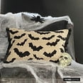 thumbnail image 3 of Funda de cojín lumbar decorativa de Halloween, negra, 30 x 45 cm (12 x 18 pulgadas), diseño de jacquard de Halloween, diseño de murciélagos, funda de cojín con decoración gótica, calabazas de estilo, 3 of 8