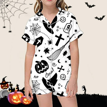 

Fall Clothes for Toddler Girls Baby Pajamas Blue Printed Short Sleeved Shorts Casual Button Up Lapel 60th Birthday Gifts for Men 160