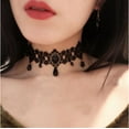 thumbnail image 1 of Collar de encaje gótico, cadena de clavícula, gargantilla femenina, collar sencillo, accesorios punk negros, collar, banda para el cuello, 1 of 6