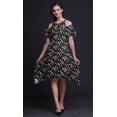 thumbnail image 2 of Bimba Bird Printed Womenâ€™s Ruffle Front Cold Shoulder Swing Shift Dress-XX-Large, 2 of 6