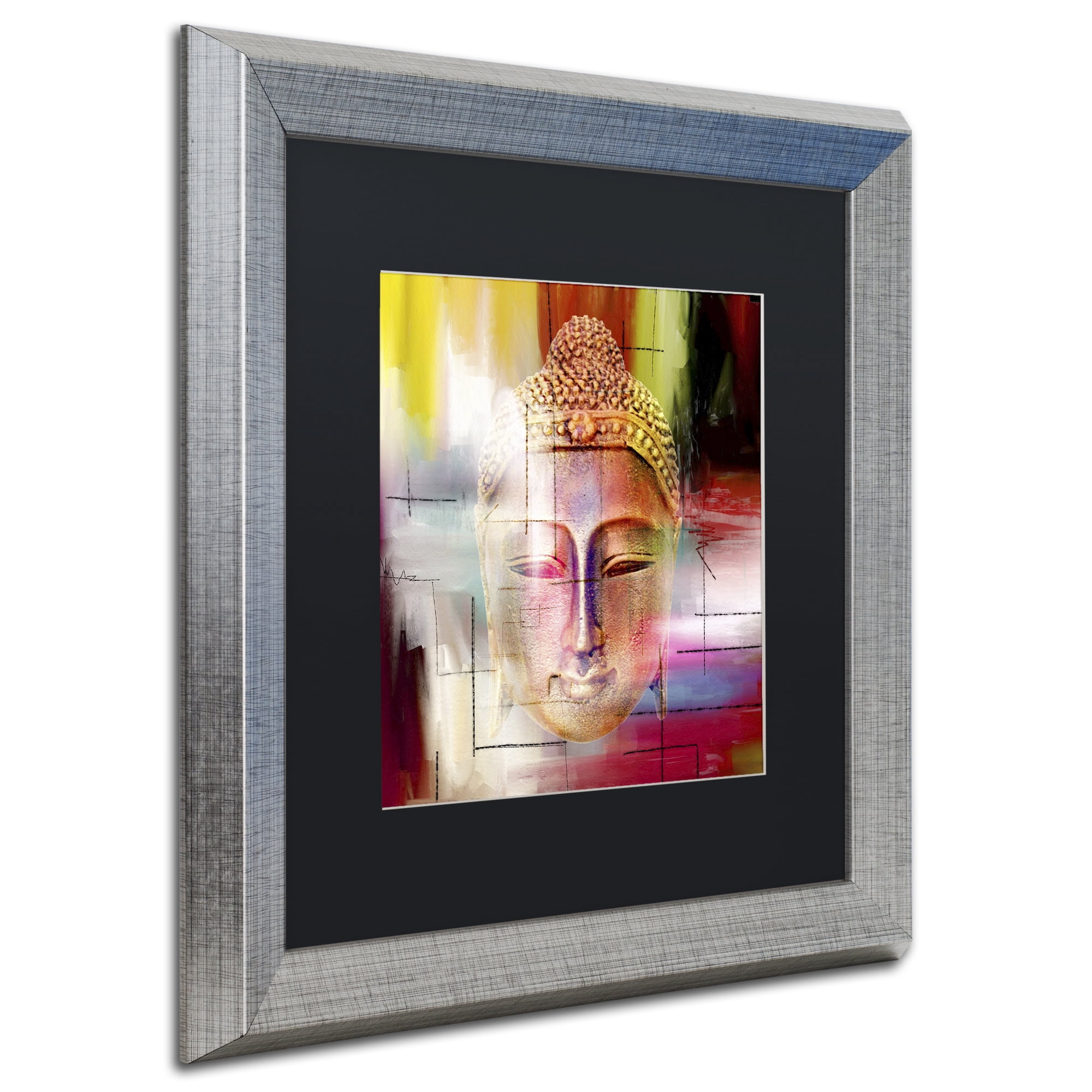 Trademark Fine Art 'Buddha Face 4' Black Matte, Silver Framed Art by Mark Ashkenazi