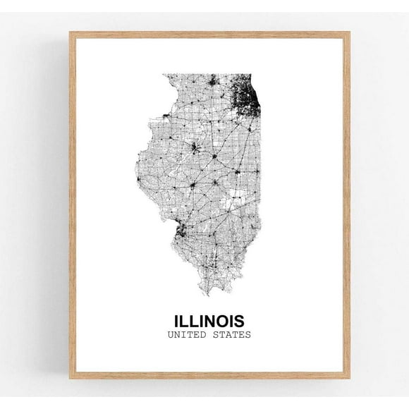 Eleville 11X14 Unframed Illinois United States Country View Abstract Road Modern Map Art Print Poster Wall Office Home Decor Minimalist Line Art Hometown Housewarming wgn170