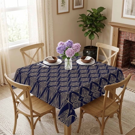 Geometric Modern Square Tablecloth 60x60 Inch Abstract Vintage Waterproof Polyester Tablecloth for Dining Table Washable Table Cover for Kitchen Dining Room Wedding Decoration Stain Resistant