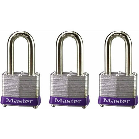 Master Coded Notebook Lock - Master Lock Padlock 3TRILF Laminated Steel Pin Tumbler, 1-9/16in (40mm) Wide with 1-1/2 (38mm) Shackle, 3 Pack