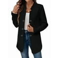 thumbnail image 2 of Women'S Stand Collar Blazer Jacket Casual Long Sleeve Double Breasted Elegant Business Office Blazer Black M, 2 of 9