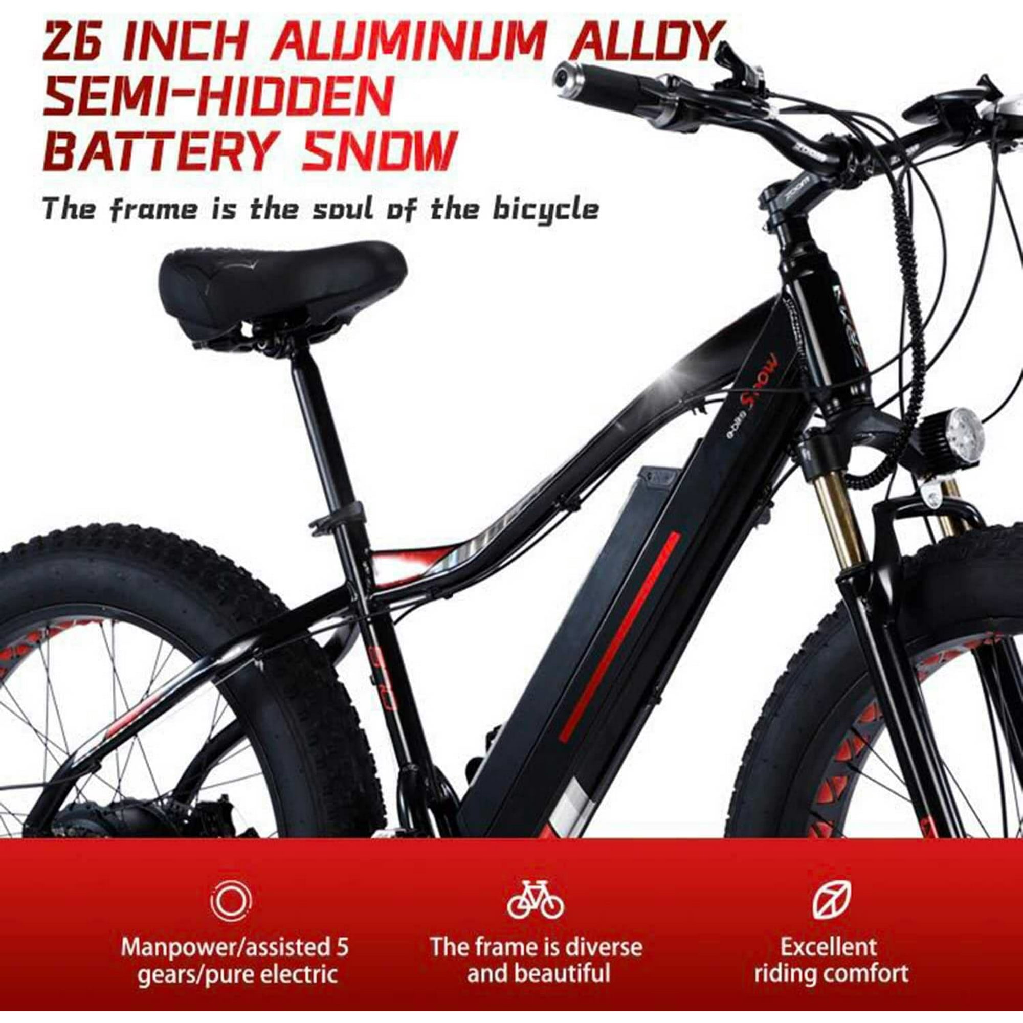 Velo Electrique Adulte 26 Fat Bike Electrique E Bikes for Men Canada 48V 750W Motor 13Ah Amovible Batterie Lithium ion Shimano Professionnel 21 Vitesses Cadre en Alliage de Freins a Double Disque