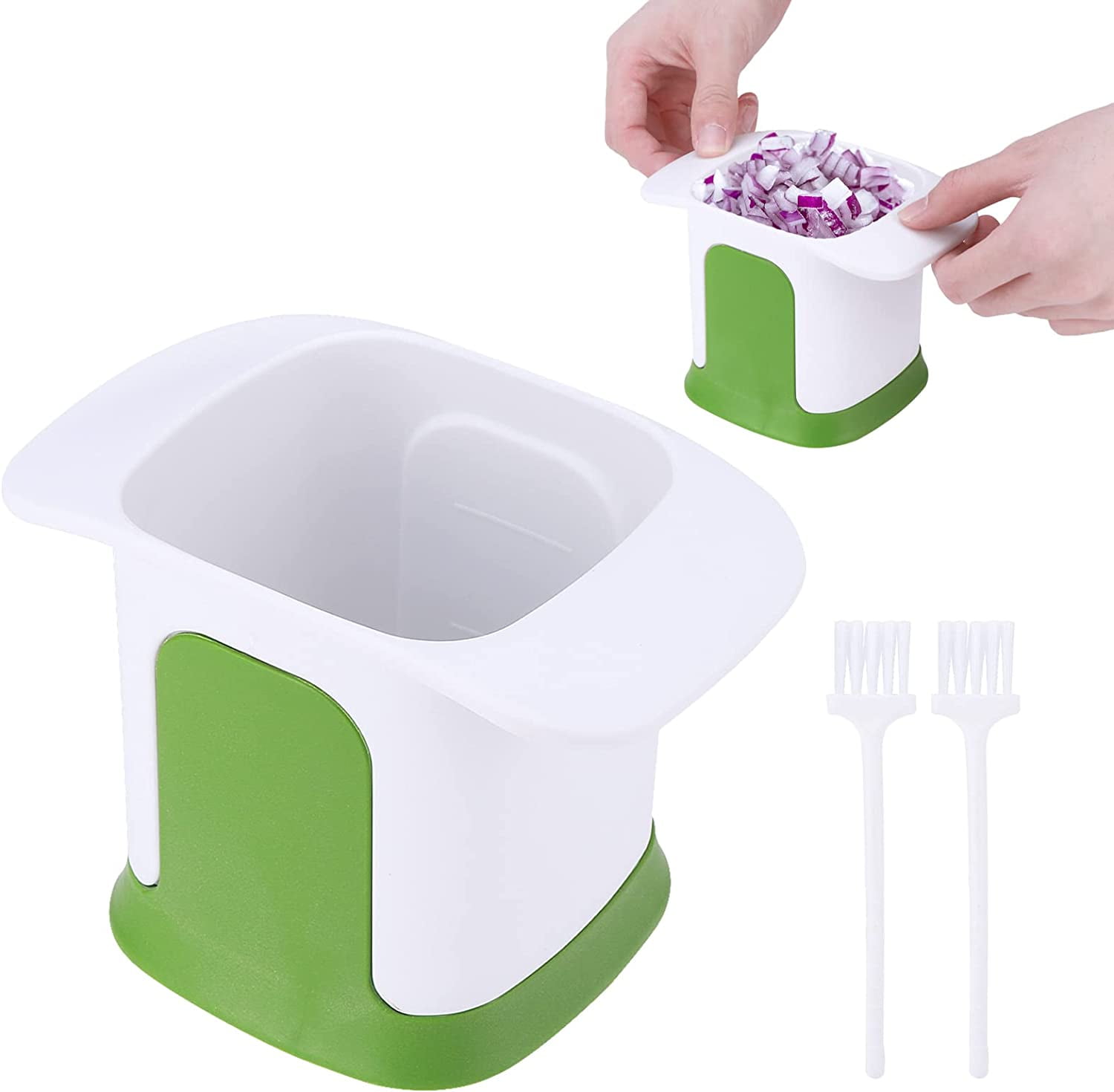 Vegetable Chopper, 2In1 Hand Chopper for Vegetables Dicing & Slitting