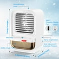 thumbnail image 3 of Sholov Portable Air Conditioner Fan Mini Personal Evaporative Air Cooler 90 Shaking Head with Battery with 3 Speeds & 2 Misting & LED Light for Home, Bedroom, Travel & Office, USB Charging, White, 3 of 6