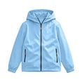 thumbnail image 4 of JZEJING Boys Raincoat Lightweight Long Sleeve Hooded Windproof Rain Jacket Solid Color Waterproof Windbreaker with Pocket Size 4-15, 4 of 9