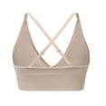 thumbnail image 5 of VISALY Women's Convertible Cross Back Sports Bra Deep V-Neck Longline Seamless Padded Yoga Bra Adjustable Straps Workout Running Fitness Athletic Bralette Workout Crop T-Shirts Bras Vest Beige L, 5 of 9