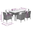 thumbnail image 4 of vidaXL 7 Piece Garden Dining Set with Cushions Grey Poly Rattan, 4 of 4