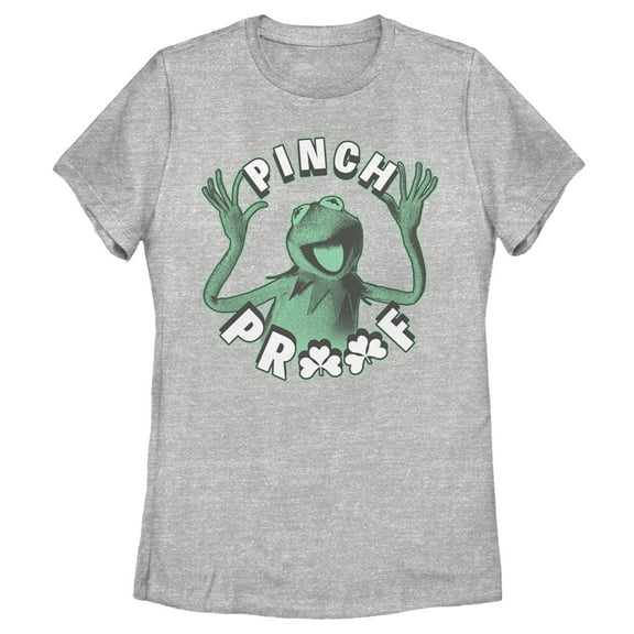 Women's The Muppets St. Patrick's Day Kermit Pinch Proof Graphic Tee Athletic Heather Small