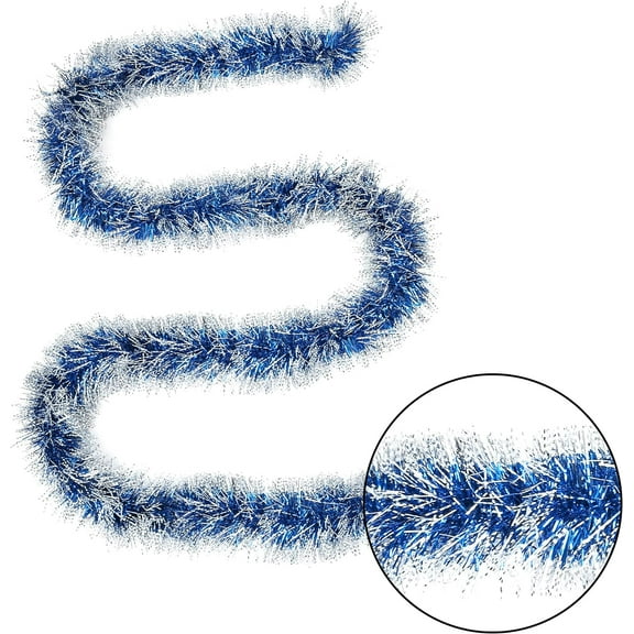 Tinsel Garland YTTAL 10M Blue and Silver Christmas Tinsel Garland for Tree Decoration Shiny Metallic Garland