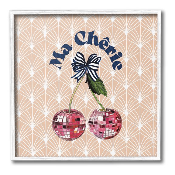 Stupell Industries Botanical Patterned Cherries Food & Beverage Painting White Framed Art Print Wall Art, 24 x 24