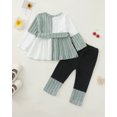 thumbnail image 4 of Toddler Baby Girls Clothes 3-4T Girls Fall Winter Outfits Girls Long Sleeve Color-blocked Top Pants 2PCS Set Green, 4 of 5