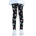thumbnail image 2 of Kids Girls Ankle Length Leggings Printing Flower Classic Stretch Pants Loose Fit Girls Pants Black 3-4 Years, 2 of 4