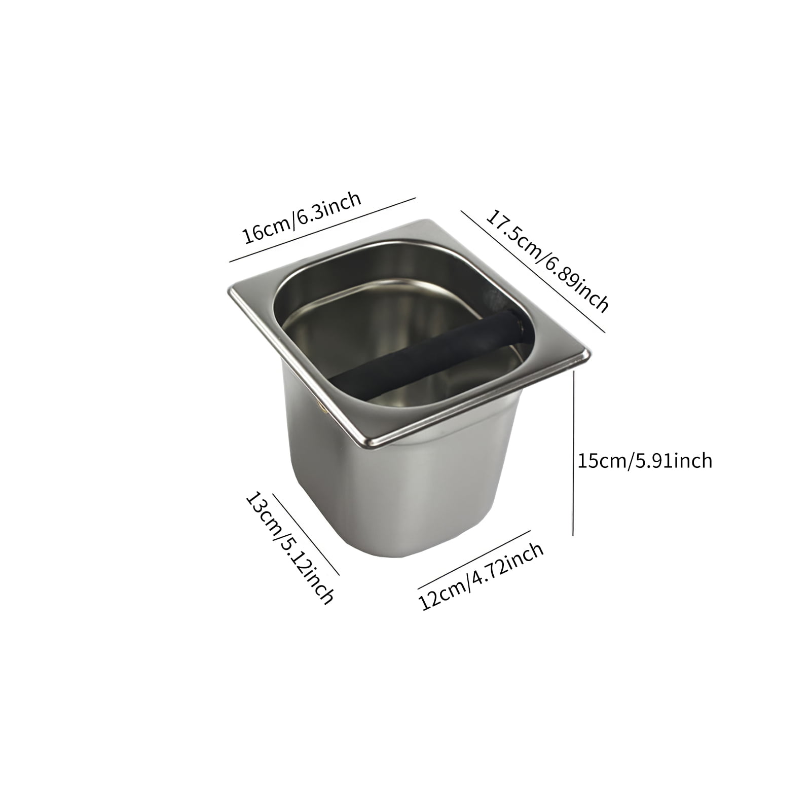EASONGEE Knock Box,Coffee Knock Box Stainless Steel Espresso Knox Box Container with Rubber Bar Embedded Large Capacity Coffee Grounds Waste Bin Coffee Residue Bucket for Coffee Machine 