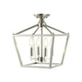 thumbnail image 4 of JONATHAN Y Plains Mini Lantern 12" 4-Light Iron Modern Farmhouse Pagoda LED Semi Flush Mount Lantern, Nickel, JYL7610D, 4 of 9