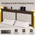 thumbnail image 4 of Lifezone Queen Solid Wood Platform Bed Frame, Tufted Headboard & Footboard with Charging Station, Noise-Free, Walnut Brown, 4 of 7