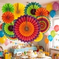 thumbnail image 4 of Paper Flower Fan Decorations Set Party Hanging Paper Fans for Birthday Wedding Holiday Backdrop 12 Pack, 4 of 6