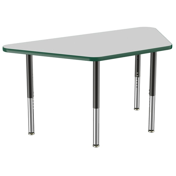 ECR4Kids 30in x 60in Trapezoid Everyday T-Mold Adjustable Activity Table Grey/Green/Black - Super Leg