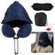 thumbnail image 1 of Almohada de Cuello de Viaje con Capucha Grande para Avión, Lavable, Espuma Viscoelástica, Azul, 1 of 7