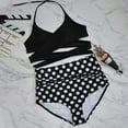 thumbnail image 3 of Women Halter Bikini High Waisted Swimsuits Cross Wrap Two Piece Strappy Bathing Suits, 3 of 3