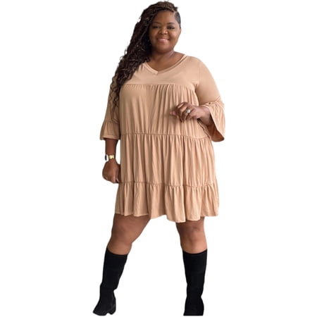 Women s Plus Size Ruffled Babydoll Dress