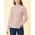 thumbnail image 6 of INSPIRE CHIC Valentine's Day Women's Button Down Shirt Ditsy Floral Long Sleeve Point Collar Office Top XL White-Pink Floral, 6 of 9