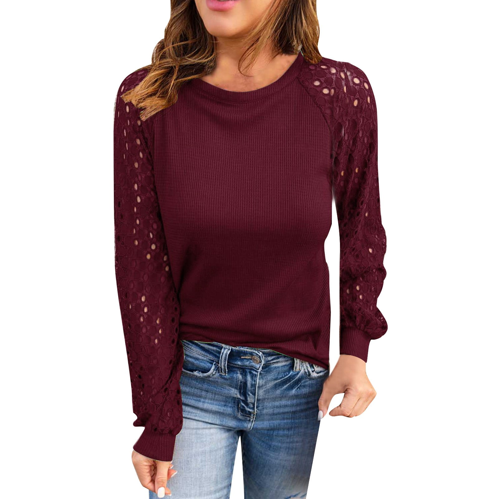 LBECLEY Womens Tops T Shirt Pack Womens Basic Solid Color Loose