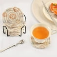 thumbnail image 3 of Yayeee 6 PCS Drink Coasters with Holder Set Woven Absorbent Round Tabletop Hot Pad, Beige Seashell, 3 of 7