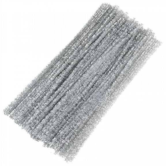 CCOCC Glitter Silver Craft Pipe Cleaners, 100 Pieces Chenille Stem for DIY Art and Crafts Projects