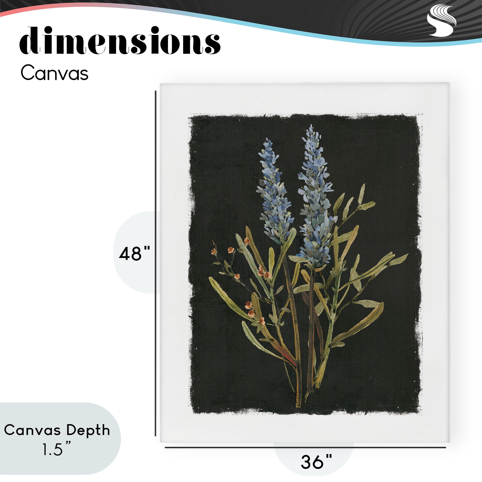 Stupell Industries Lavender Sprigs on Dark Background Canvas Wall Art, design by Carol Robinson