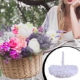 thumbnail image 3 of Billuyoard Cesta de flores para niñas, encaje, ceremonia de boda, vacaciones, contenedor decorativo Kits de decoración para fiestas Blanco, 3 of 6